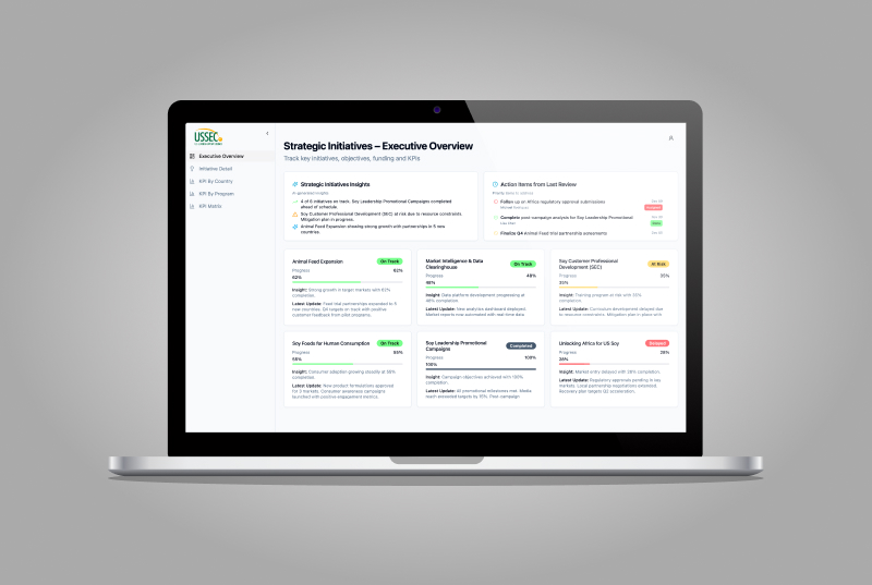 Strategic planning dashboard interface